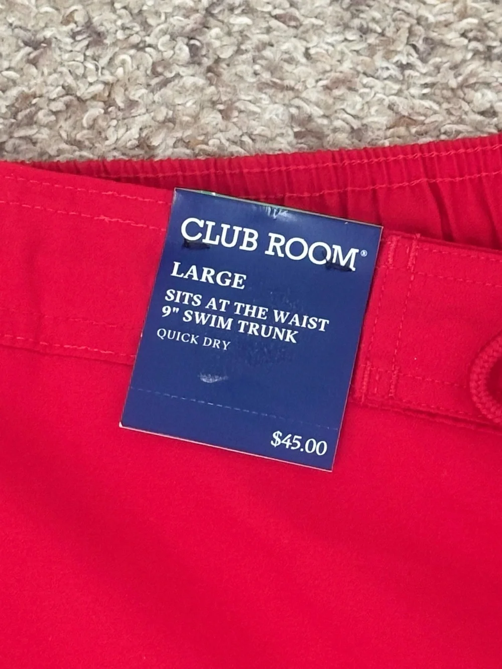Club Room Red Men's Swim Trunks with Drawstring